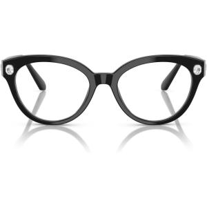 Swarovski womens Sk2037 Round Prescription Eyewear Frames(Black/Demo Lens)