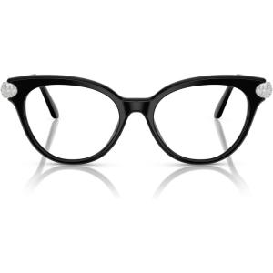Swarovski womens Sk2046 Round Prescription Eyewear Frames(Black/Demo Lens)