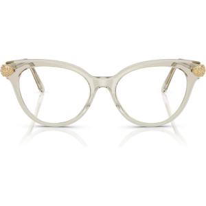 Swarovski womens Sk2046f Low Bridge Fit Round Prescription Eyewear Frames(Transparent Beige/Demo Lens)
