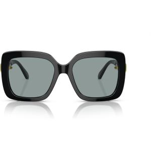 Swarovski womens Sk6001f Low Bridge Fit Square Sunglasses(Black/Dark Grey)