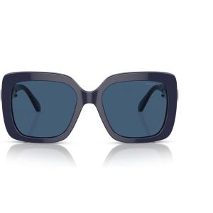Swarovski womens Sk6001f Low Bridge Fit Square Sunglasses(Opal Blue/Dark Blue)