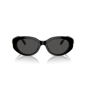 Swarovski womens Sk6002 Oval Sunglasses(Black/Dark Grey)