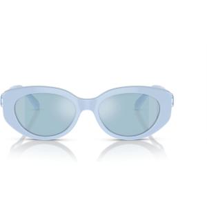 Swarovski womens Sk6002 Oval Sunglasses(Light Blue/Light Blue Mirrored Silver)