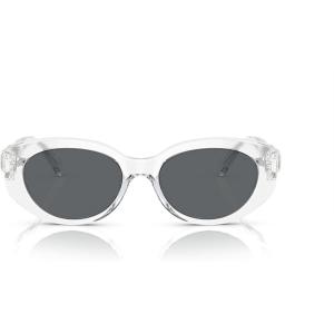 Swarovski womens Sk6002 Oval Sunglasses(Transparent Light Blue/Light Blue Mirrored Silver)