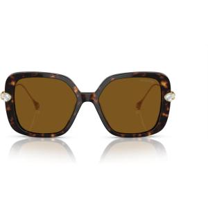 Swarovski womens Sk6011 Square Sunglasses(Havana/Polarized Brown)