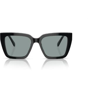 Swarovski womens Sk6013 Square Sunglasses(Black/Dark Grey)