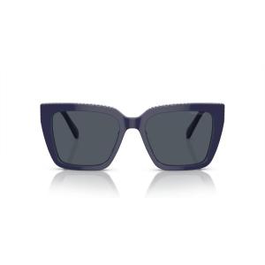 Swarovski womens Sk6013 Square Sunglasses(Blue/Dark Grey)
