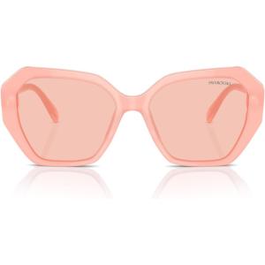 Swarovski womens Sk6017f Low Bridge Fit Cat Eye Sunglasses(Rose Gold/Light Purple Brown)