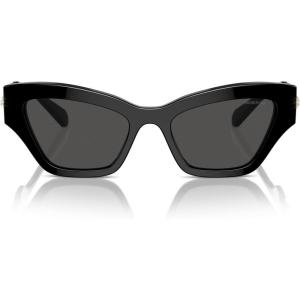 Swarovski womens Sk6021 Cat Eye Sunglasses(Black/Dark Grey)