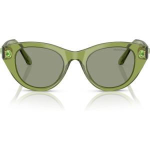 Swarovski womens Sk6025 Round Sunglasses(Transparent Green/Green)