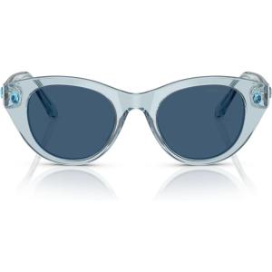 Swarovski womens Sk6025 Round Sunglasses(Transparent Light Blue/Dark Blue)