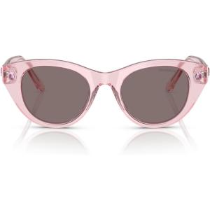 Swarovski womens Sk6025 Round Sunglasses(Transparent Pink/Light Purple Brown)