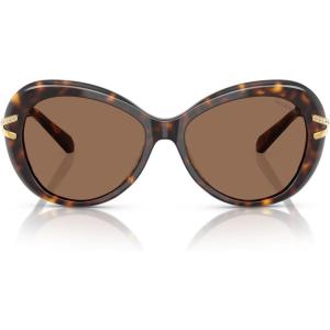 Swarovski womens Sk6026f Low Bridge Fit Butterfly Sunglasses(Havana/Dark Brown)