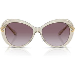 Swarovski womens Sk6026f Low Bridge Fit Butterfly Sunglasses(Transparent Beige/Violet Gradient)