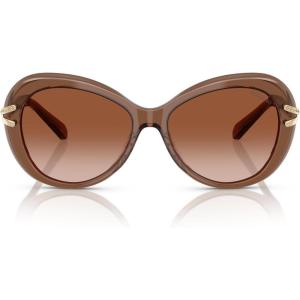 Swarovski womens Sk6026f Low Bridge Fit Butterfly Sunglasses(Transparent Brown/Gradient Brown)