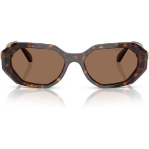 Swarovski womens Sk6028 Hexagonal Sunglasses(Dark Havana/Dark Brown)