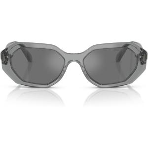 Swarovski womens Sk6028 Hexagonal Sunglasses(Transparent Dark Grey/Grey Mirrored Black)