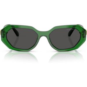 Swarovski womens Sk6028 Hexagonal Sunglasses(Transparent Green/Dark Grey)