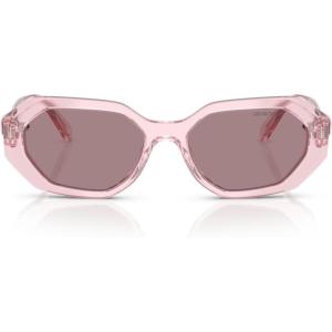 Swarovski womens Sk6028 Hexagonal Sunglasses(Transparent Pink/Light Purple Brown)