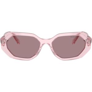 Swarovski womens Sk6028f Low Bridge Fit Hexagonal Sunglasses(Transparent Pink/Light Purple Brown)