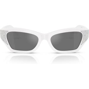 Swarovski womens Sk6029 Cat Eye Sunglasses(Milky Pink/Grey Mirrored Black)