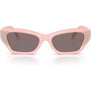 Swarovski womens Sk6029 Cat Eye Sunglasses(Solid White/Light Purple Brown)