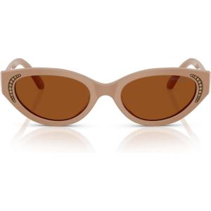 Swarovski womens Sk6030 Round Sunglasses(Beige/Dark Brown)