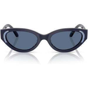 Swarovski womens Sk6030 Round Sunglasses(Blue/Dark Blue)