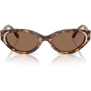 Swarovski womens Sk6030f Low Bridge Fit Round Sunglasses(Havana Medio/Dark Brown)