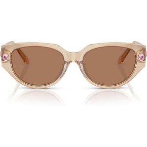 Swarovski womens Sk6035d Butterfly Sunglasses(Milky Beige/Brown)