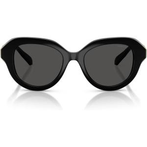 Swarovski womens Sk6037f Low Bridge Fit Round Sunglasses(Black/Dark Grey)