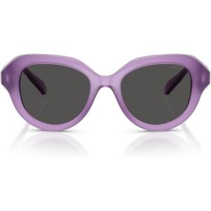 Swarovski womens Sk6037f Low Bridge Fit Round Sunglasses(Milky Lilac/Dark Grey)