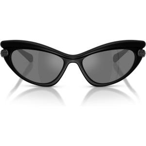 Swarovski womens Sk6038 Cat Eye Sunglasses(Matte Black/Grey Mirrored Black)