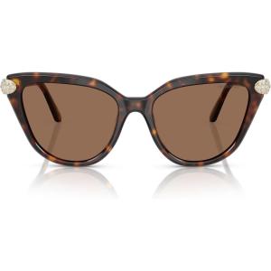 Swarovski womens Sk6039f Low Bridge Fit Cat Eye Sunglasses(Havana/Dark Brown)