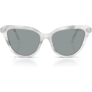 Swarovski womens Sk6039f Low Bridge Fit Cat Eye Sunglasses(White Havana/Dark Grey)
