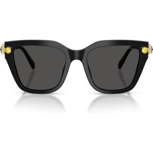 Swarovski womens Sk6041f Low Bridge Fit Square Sunglasses(Black/Dark Grey)