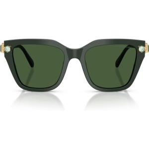 Swarovski womens Sk6041f Low Bridge Fit Square Sunglasses(Dark Green/Dark Green)