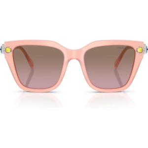 Swarovski womens Sk6041f Low Bridge Fit Square Sunglasses(Milky Pink/Dark Brown Dark Pink Gradient)