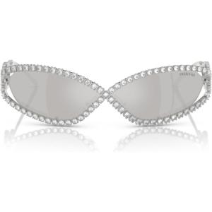 Swarovski womens Sk7024 Oval Sunglasses(Silver/Light Grey Mirrored Silver)