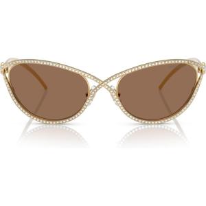 Swarovski womens Sk7025 Cat Eye Sunglasses(Gold/Dark Brown)