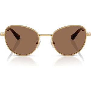 Swarovski womens Sk7032 Round Sunglasses(Gold/Dark Brown)