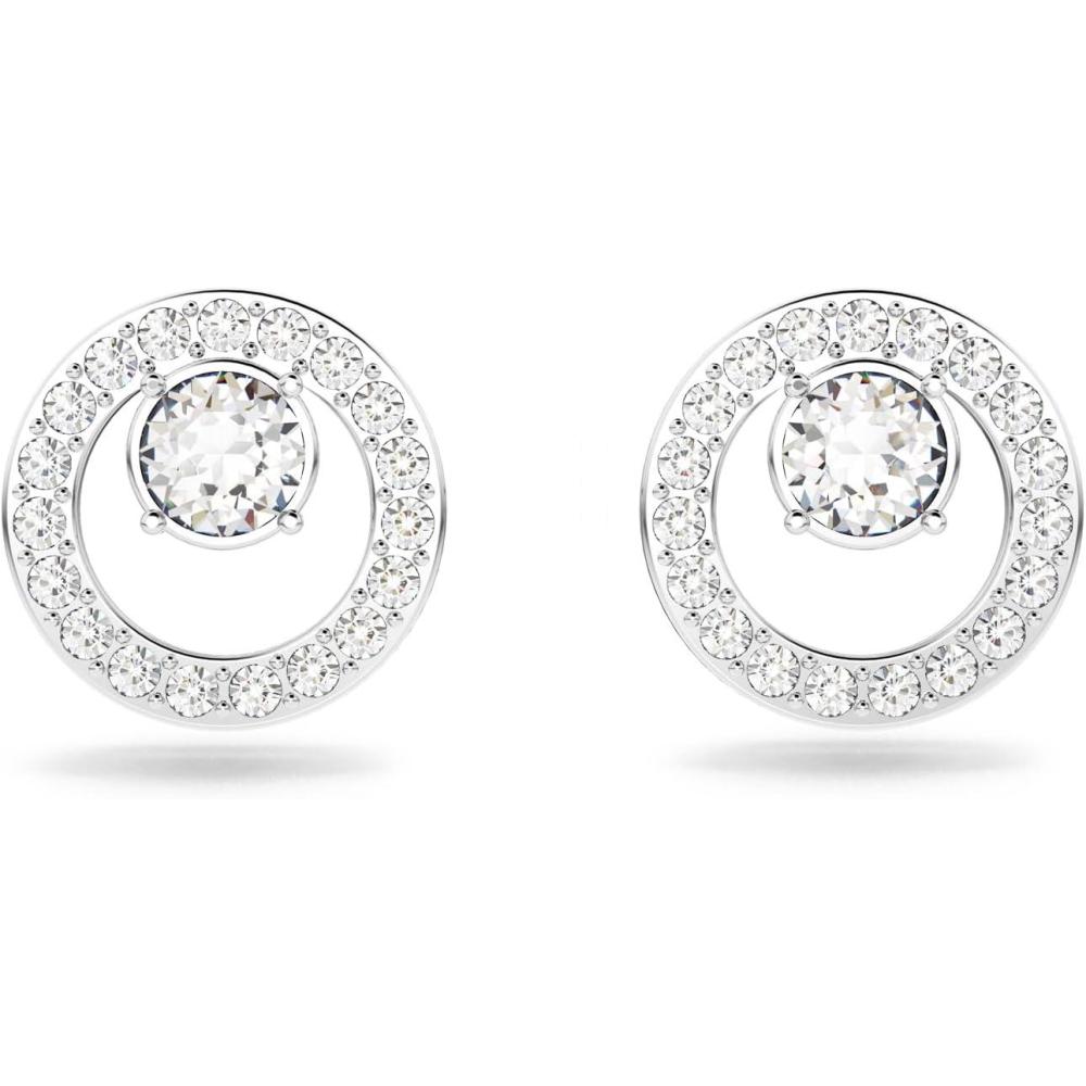 imageSwarovski Creativity Circle Necklace Earrings and Bracelet Jewelry Collection Clear CrystalsEarrings  Rhodium Tone