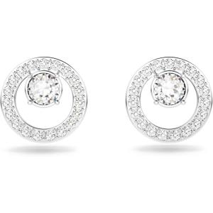 Swarovski Creativity Circle Necklace, Earrings, and Bracelet Jewelry Collection, Clear Crystals(Earrings – Rhodium Tone)