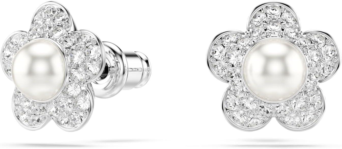 imageSwarovski x Ariana Grande Necklace amp Earring Sets Rhodium Finish Official Ariana Grande Jewelry CollectionCrystal and Crystal Pearl Set