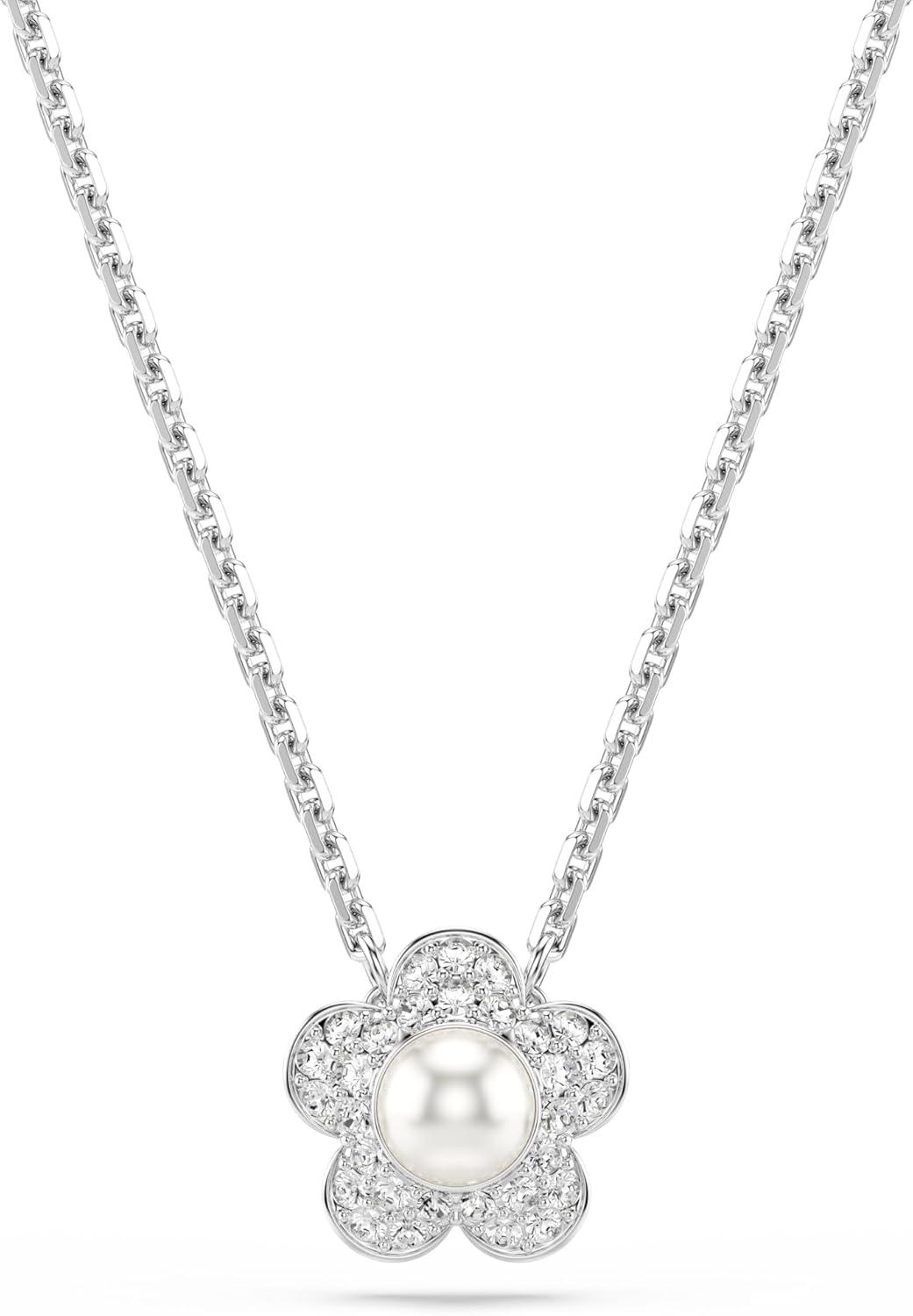 imageSwarovski x Ariana Grande Necklace amp Earring Sets Rhodium Finish Official Ariana Grande Jewelry CollectionCrystal and Crystal Pearl Set