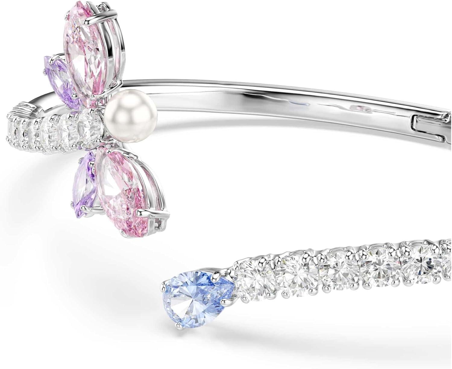imageSwarovski x Ariana Grande Official Dragonfly Motif Bangle Bracelet Mixed cut Multicolored Crystals Rhodium Finish Part of the Ariana Dragonfly CollectionLarge