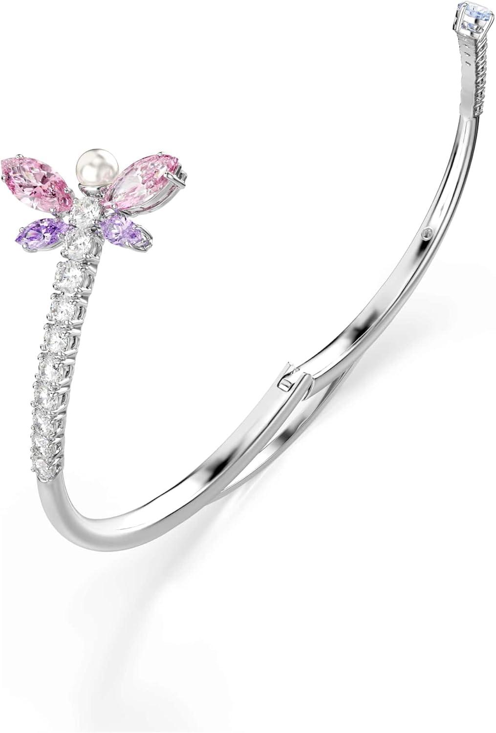 imageSwarovski x Ariana Grande Official Dragonfly Motif Bangle Bracelet Mixed cut Multicolored Crystals Rhodium Finish Part of the Ariana Dragonfly CollectionLarge