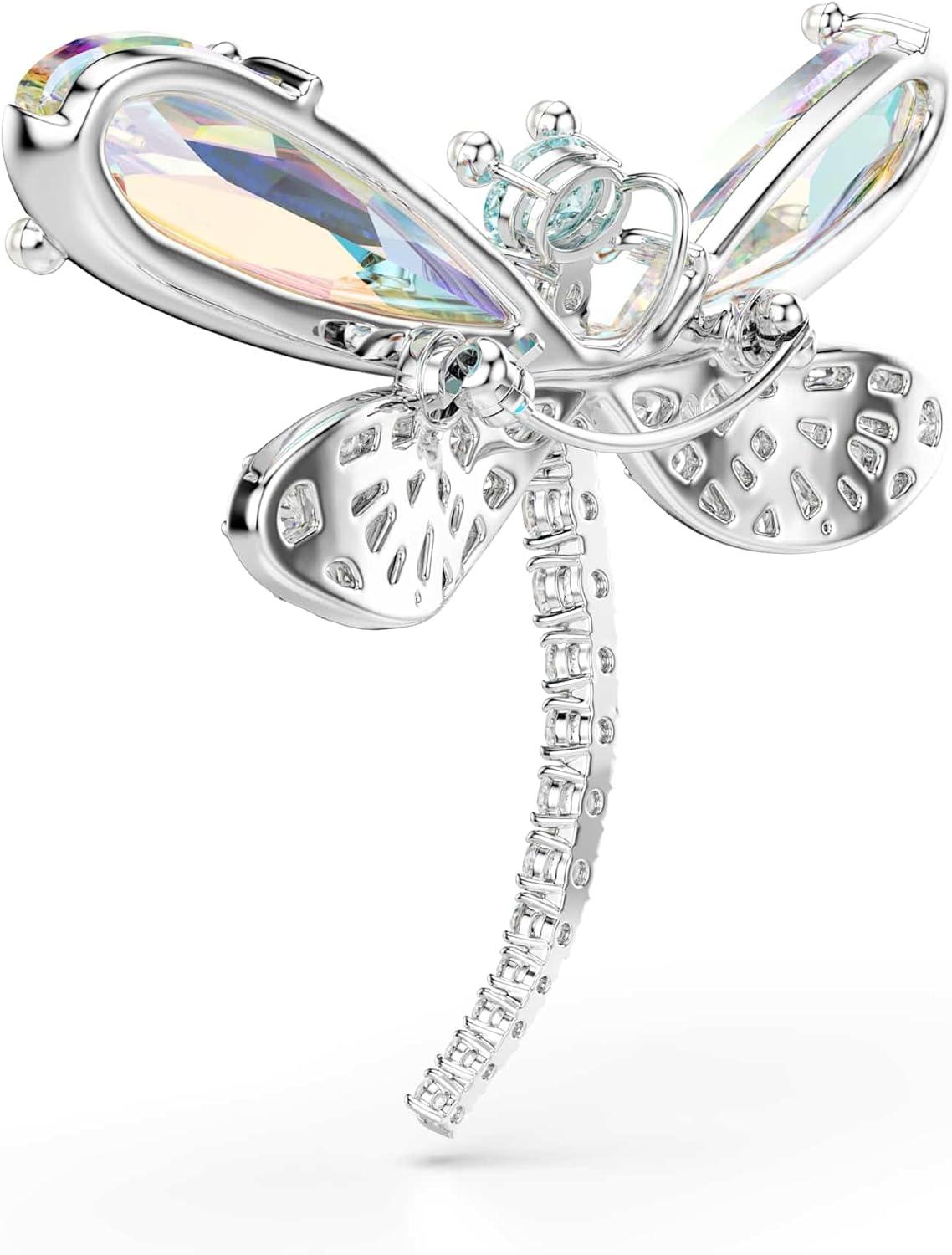 imageSwarovski x Ariana Grande Official Dragonfly Motif Jewelry Collection Brooch Pendant Necklace Earrings Mixed Cut Multicolored Stones Rhodium FinishMulticolored PendantBrooch