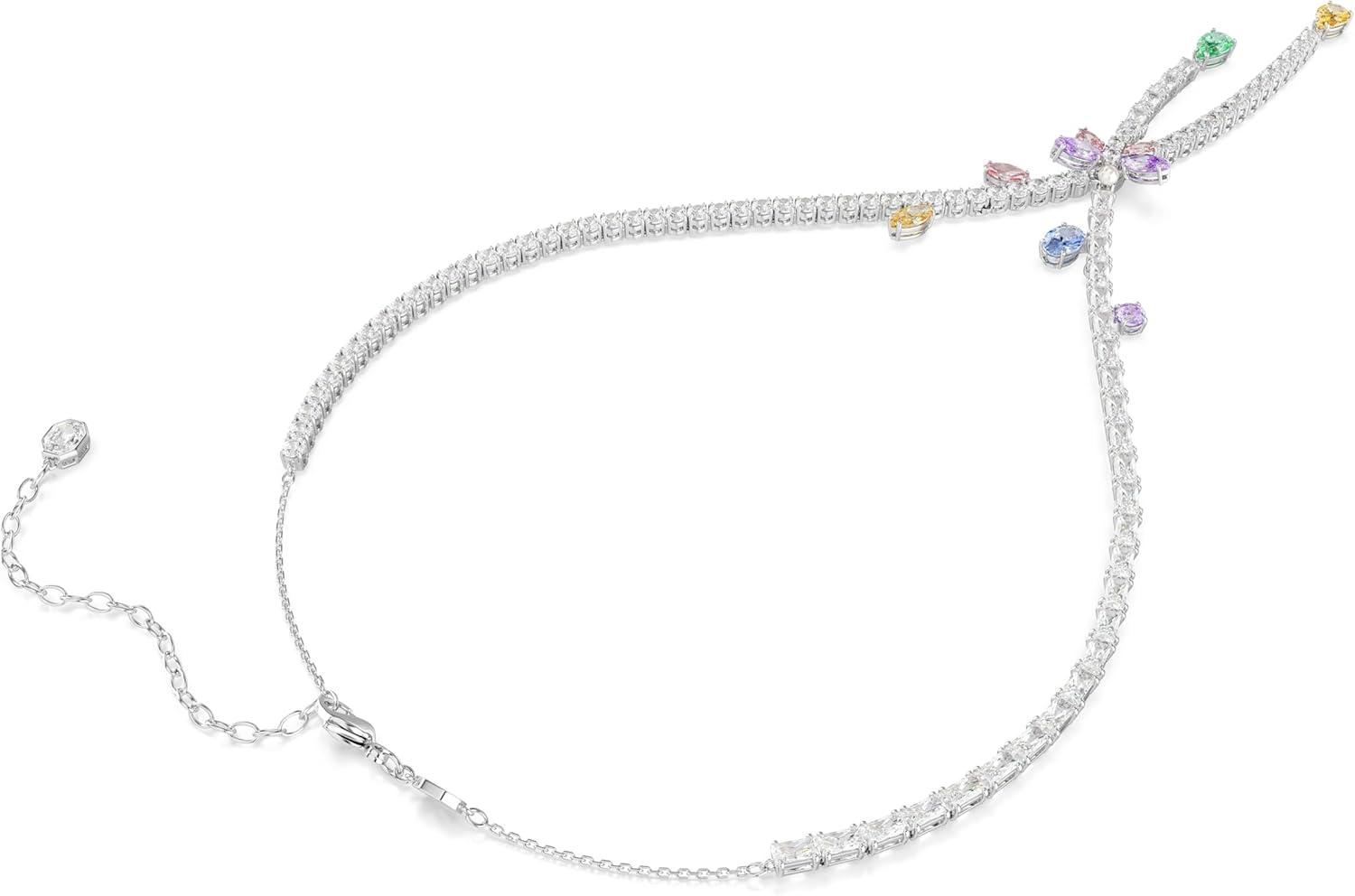 imageSwarovski x Ariana Grande Official Dragonfly Motif Jewelry Collection Brooch Pendant Necklace Earrings Mixed Cut Multicolored Stones Rhodium FinishMulticolored Cross Over Necklace