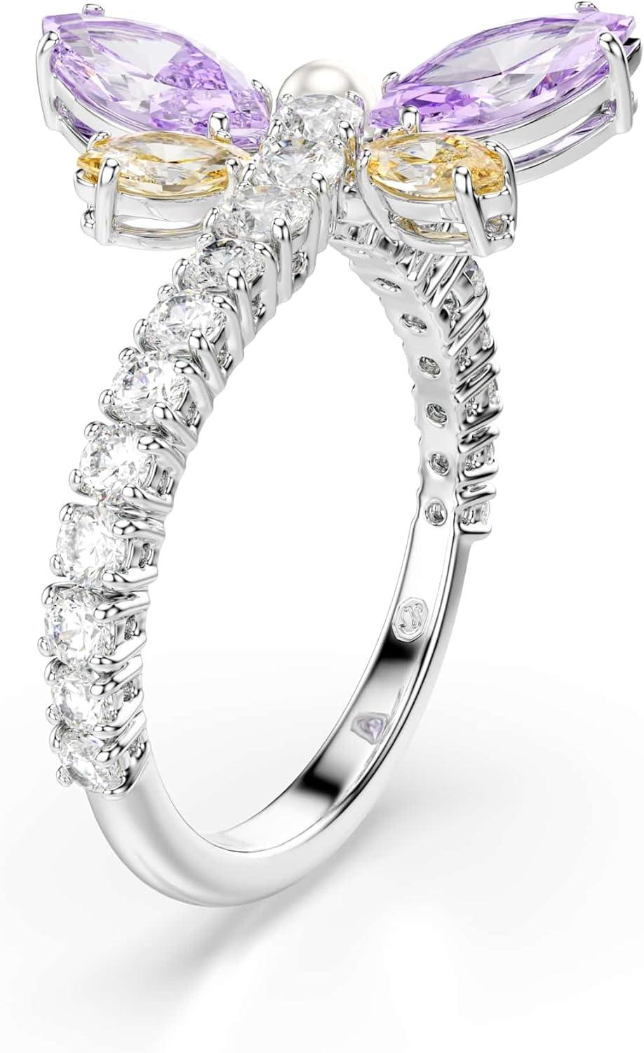 imageSwarovski x Ariana Grande Official Dragonfly Motif Ring Mixed Cut Multicolored Stones Rhodium Finish Part of the Ariana Dragonfly CollectionUS 8 EU 58